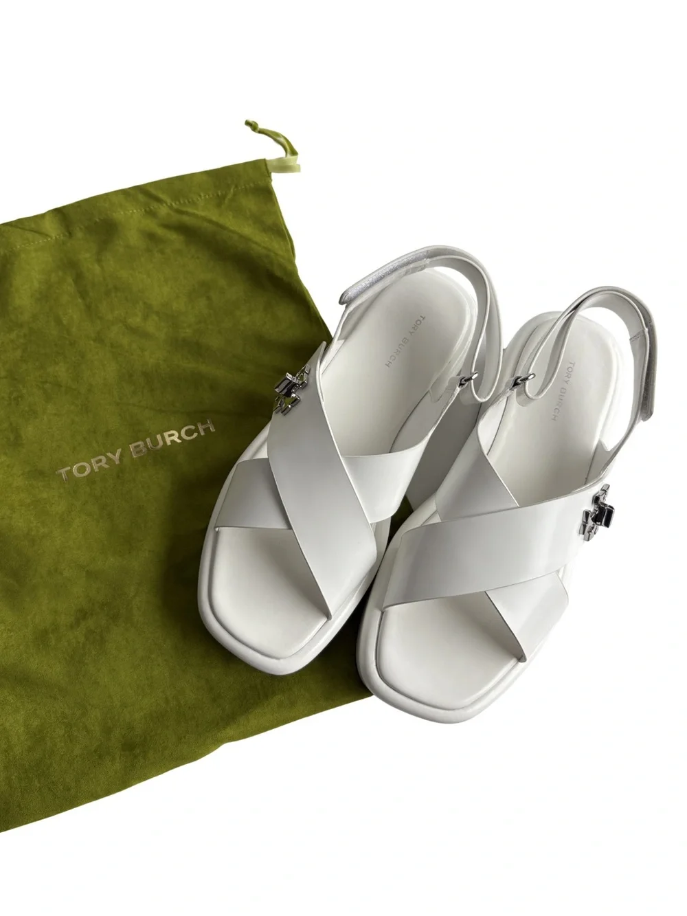 Tory Burch, 40mm T-Lock platform sandals in White, Size 8.5 - Picture 8 of 13